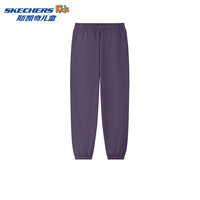 Skechers斯凯奇儿童休闲运动裤秋冬童装卫裤男女加绒保暖舒适裤子L425K117 加绒/酱酒红色/04YG 150