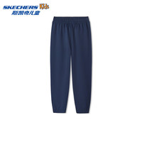Skechers斯凯奇儿童休闲运动裤秋冬童装卫裤男女加绒保暖舒适裤子L425K117 藏青色/002Z 120