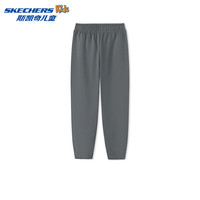 Skechers斯凯奇儿童休闲运动裤秋冬童装卫裤男女加绒保暖舒适裤子L425K117 花籽灰/02EW 170