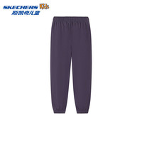 Skechers斯凯奇儿童休闲运动裤秋冬童装卫裤男女加绒保暖舒适裤子L425K117 酱酒红色/04YG 170
