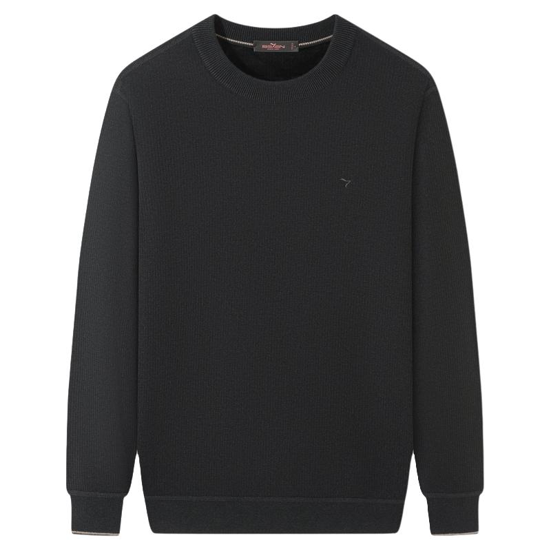 【加绒针织衫】柒牌含羊毛商务毛衫男士2025秋冬休闲保暖圆领毛衣