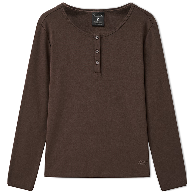 斯凯奇 2025秋季女款圆领针织长袖 深焦糖棕/05U5 M