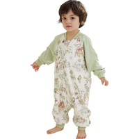 威尔贝鲁（WELLBER）恒温睡袋婴幼儿1-3岁竹棉睡衣秋冬儿童宝宝防踢被子厚夹棉 森林L