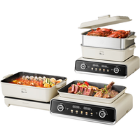 小熊（Bear）【0元购】折叠多功能锅电火锅锅家用蒸烤涮一体料理锅少油烟烤肉锅烧烤炉 DKL-N21P2 6L分体式