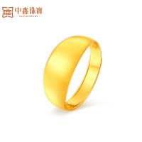 中鑫珠宝 黄金蛇肚戒指 光面活扣宽面戒  3.53g
