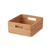 無印良品 MUJI（無印良品 ） 可重叠藤篮 收纳篮 收纳筐 零食收纳  8A57014  方形篮/中 长35*宽36*高16cm