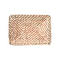 無印良品 MUJI（無印良品 ） 可重叠藤篮 收纳篮 收纳筐 零食收纳  8A57014  长方形篮用盖长36*宽26*高3cm