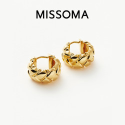 MISSOMA 金色菱格纹迷你耳环小众复古耳饰