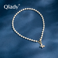 Qlady 蝴蝶仿珍珠项链 精美礼盒+精美礼袋+卡片