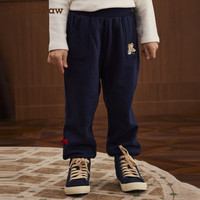 PawinPaw【新年系列】暖燚绒小熊童装25年春秋新男童加绒长裤 Navy藏青色/59 90