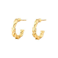 白岚麻花耳环女S925银耳钉时尚素圈耳饰简约优雅气质小 金色小号