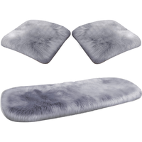 嘉柏兰冬季汽车坐垫毛绒加厚短毛绒件套羊毛单片靠背座垫保暖后排车垫 【五层加厚加绒】-灰色双坐两片