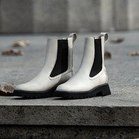 今日必买：Clarks 其乐 潮思系列女鞋经典复古英伦风粗跟切尔西靴中筒短靴 白色 261747114 38