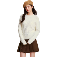 森马(Semir)森柔毛衫|商场同款毛衣女圆领纯色2024冬季绞花上衣101724107014