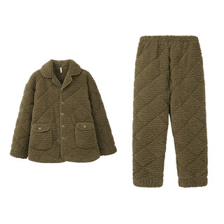 安之伴秋冬情侣睡衣【三层夹棉 加绒加厚】休闲防静电家居服套装 A深