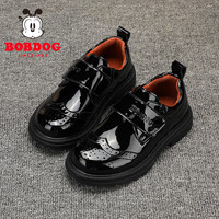 Little Bobdog 巴布豆童鞋新款英伦风校园小皮鞋黑色宴会演出正装鞋男女