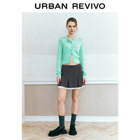UR2025秋季女装休闲撞色拼接领口纽扣针织开衫UYY950080+ 薄荷绿 XS