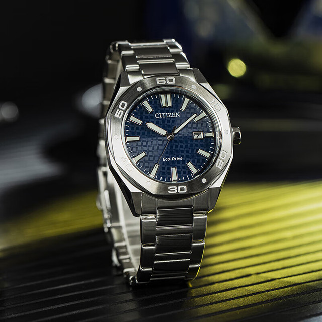 CITIZEN 西铁城 光动能八角表盘日期显示休闲时尚运动防水男表 BM7630-80L