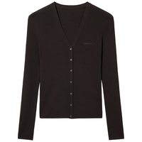 MISS SIXTY 2025秋季针织开衫女V领修身羊毛桑蚕丝混纺气质 乌木棕 L