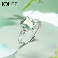 JOLEE 戒指 S925银绿水晶指环 彩色宝石轻奢均码饰品