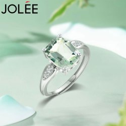 JOLEE 戒指 S925银绿水晶指环 彩色宝石轻奢均码饰品