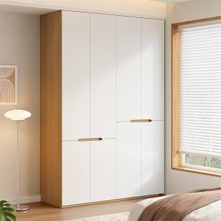 全友 家居簡約奶油風加高四門衣柜臥室家用衣櫥衣服收納儲物柜一體靠墻