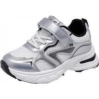 WARRIOR 回力 童鞋透气男童运动鞋女童网面休闲鞋2025春季轻便跑步鞋 白银 32 内长约20.8cm