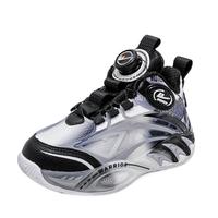 回力童鞋儿童耐磨运动鞋2024秋季透气男童篮球鞋中大童软底休闲鞋 黑灰白 38码 内长约23.85cm