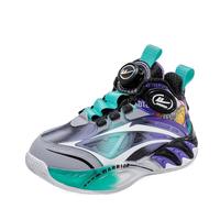 回力童鞋儿童耐磨运动鞋2024秋季透气男童篮球鞋中大童软底休闲鞋 紫黑绿 36码 内长约22.85cm