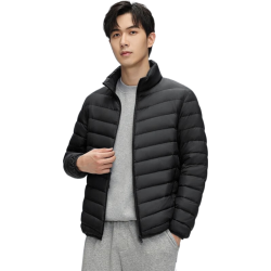 YAYA 鸭鸭（YAYA）鹅绒轻薄排骨羽绒服男2026冬季新款休闲保暖立领百搭时尚外套男 黑色