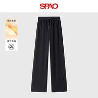 SPAO 时尚拼接阔腿裤男2025秋季宽松舒适运动百搭卫裤SPWK25AK11XY 黑#纯色 S