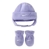 NIKE 耐克儿童冷帽手套2件套冬季男女童保暖防风针织帽子手套套装 郁金香紫