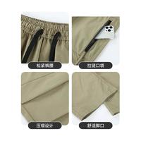 HIPANDA你好熊猫户外休闲裤男2025秋冬潮牌拼接设计男潮机能工装冲锋裤男 卡其色 加绒 XL