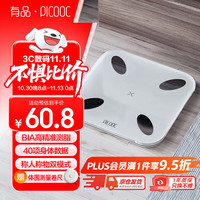 有品 体脂秤Mini-G白色电子秤体重秤家用智能精准身体脂肪测量称