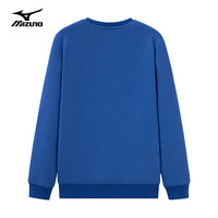 美津浓户外卫衣男春秋长袖T恤上衣圆领宽松男女同款加绒保暖套头衫 2622克莱茵蓝 加绒款 2XL