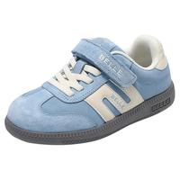 百丽童鞋女童运动鞋秋季中大童休闲鞋儿童复古板鞋男童宝宝德训鞋 蓝/米色 28 脚长16.8-17.4cm