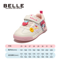 百丽童鞋小马宝莉联名宝宝运动鞋秋冬加绒女童板鞋儿童卡通休闲鞋 米色/粉色 单里 31码