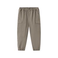 马骑顿（MQD）MQD男大童秋季经典百搭束脚休闲长裤 烟灰 120 cm