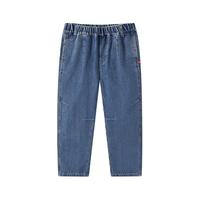 马骑顿（MQD）【老爹裤】MQD男大童秋季学院风潮酷休闲牛仔裤 深牛仔蓝 130
