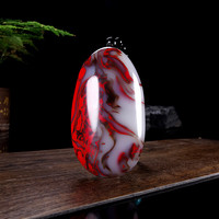 甘夏玉石把件 鸡血石戈壁玉优化鸡血玉手把件红手把件原石手饰