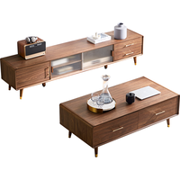 林氏家居简约现代客厅橡木电视柜茶几小户型实木脚地柜胡桃色储物柜JU1L 【胡桃色】1.2m茶几