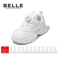 百丽童鞋女童小白鞋2025秋冬男童运动鞋儿童旋扣中大童老爹鞋 白色(3828) 34码