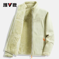 雅鹿卫衣女男加绒加厚运动保暖抓绒衣双面穿摇粒珊瑚绒外套 ZZ22028薄荷黄-女【双面穿】 M