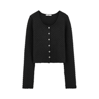 moussy&sly新品甜美森系肌理感短款针织衫小上衣030HSM80-2740 浅黄色051 均码 00020/F