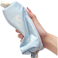 小麻薯方形手提笔袋紫色简约大容量小笔袋考试 纯色收纳文具袋