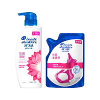 海飞丝洗发水男女士去屑洗头旅行装洗发露洗发液控油柔顺家用瓶装家庭装 恬雅300克1瓶+200克丝质1袋