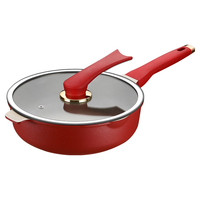 闪闪优品含钛煎锅不粘锅加深平底锅不粘锅家用深煎锅煎饼锅煎蛋锅煎牛排锅 【带盖】钛:深煎平底锅 28cm