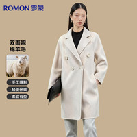 罗蒙【含山羊绒】双面呢羊毛大衣2025秋冬新款韩版女士大衣西装领外套
