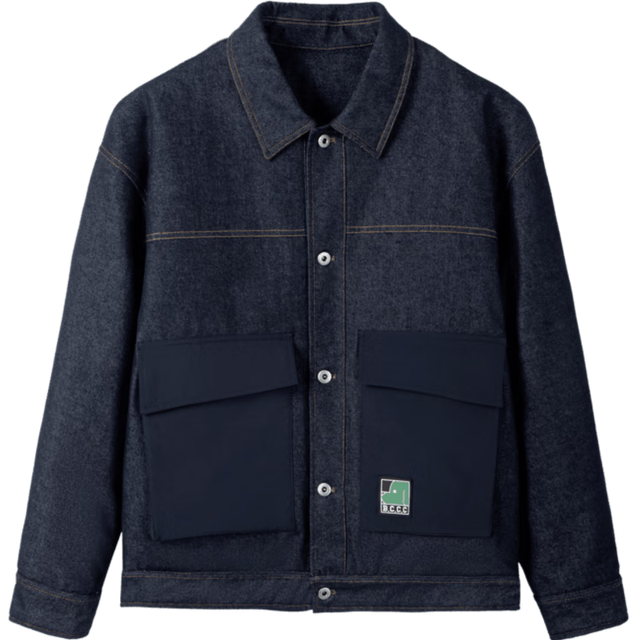 gxgjeans 美式复古加厚加绒牛仔羽绒服 牛仔蓝