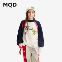 马骑顿(MQD)MQD童装女童加绒卫衣2024冬季儿童米白色半高领上衣 米白 1
